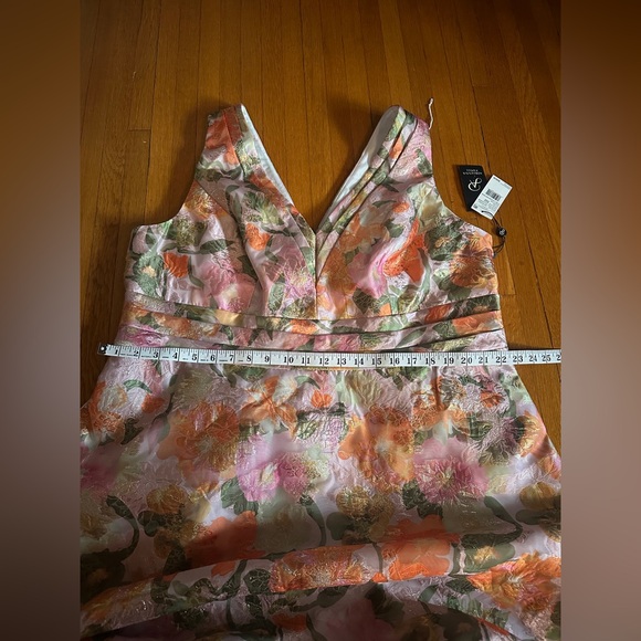 Adrianna Papell Jacquard Floral Print V Neck Sleeveless A Line Dress, 20W, NWT - Picture 5 of 11